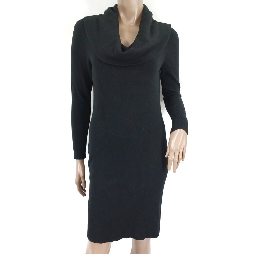 ANN TAYLOR Dress Cowl Drape Neck LS Sweater Knit Sheath S